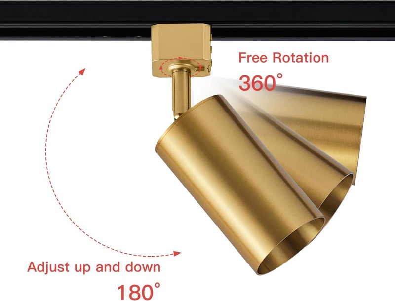 VANoopee GU10 Track Lighting Heads H Type Gold LED Track Light Heads Compatible with Halo Style System, MR16 GU10 Base Adapter Ceiling Spot Light Fixture Direction Adjustable, Pack of 4, No Bulbs - Image 4